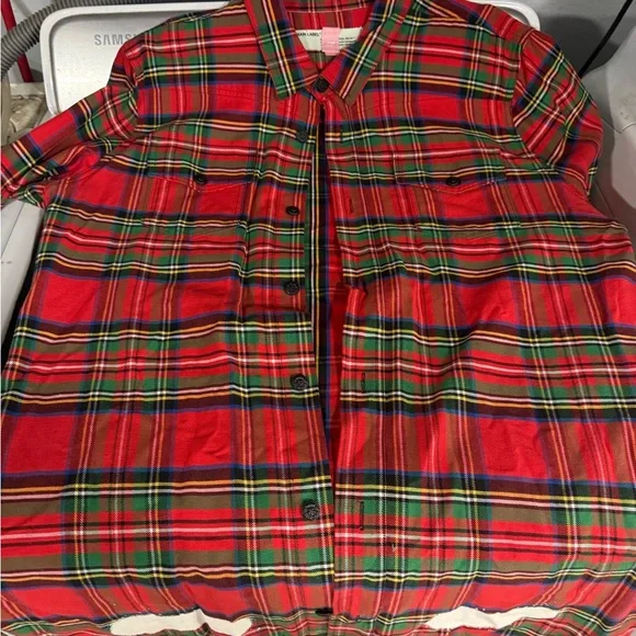 Off-White Red Plaid Shirt with White Label